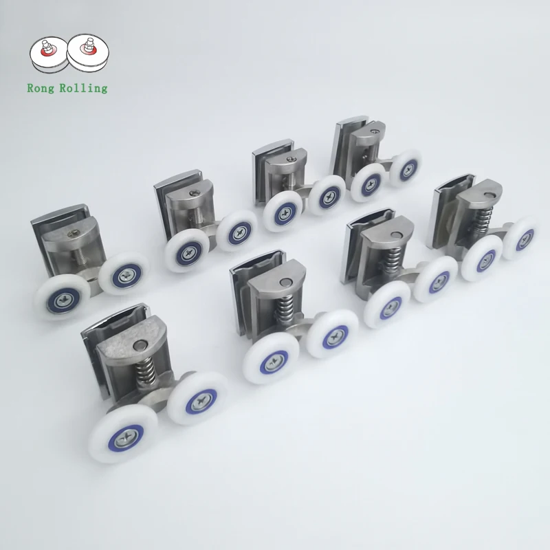 4pcs 304 stainless steel material shower door rollers pulley bathroom sliding door rail roller wheels gate white nylon rollers