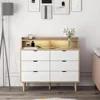 6 Drawer Dresser with Charging Station, Wooden Chest of Drawers with LED Light for Closet Hallway, Living Room, Entry 4