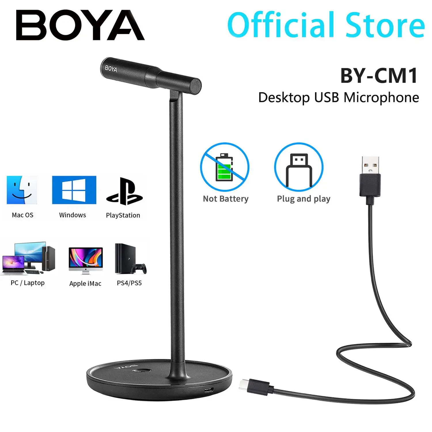 Boya Bycm1 Meeting Condenser Desktop Usb Microphone Computer Pc Microphone For For Windows/mac