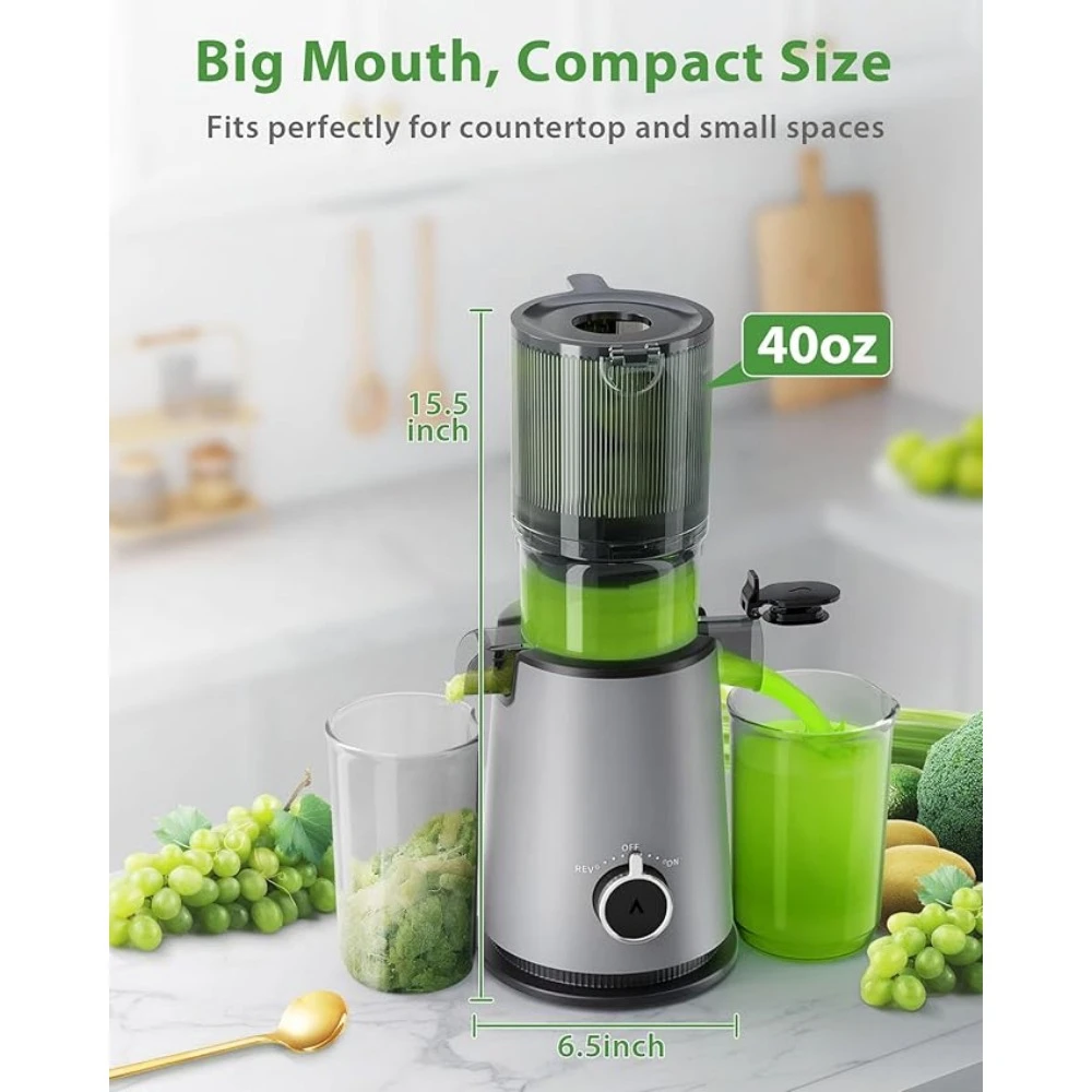 Cold Press Juicer Slow Juicer with 4.35" Feed Chute Fit Juice Extractor Machine 5