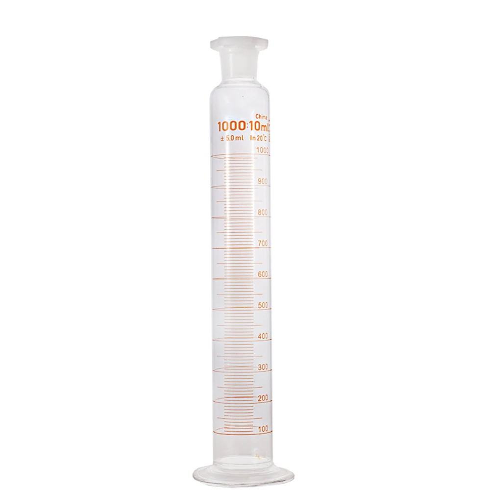 1000ml Graduated Labrotary Glass Liquid Mearsuring Cylinder with plastic stopper