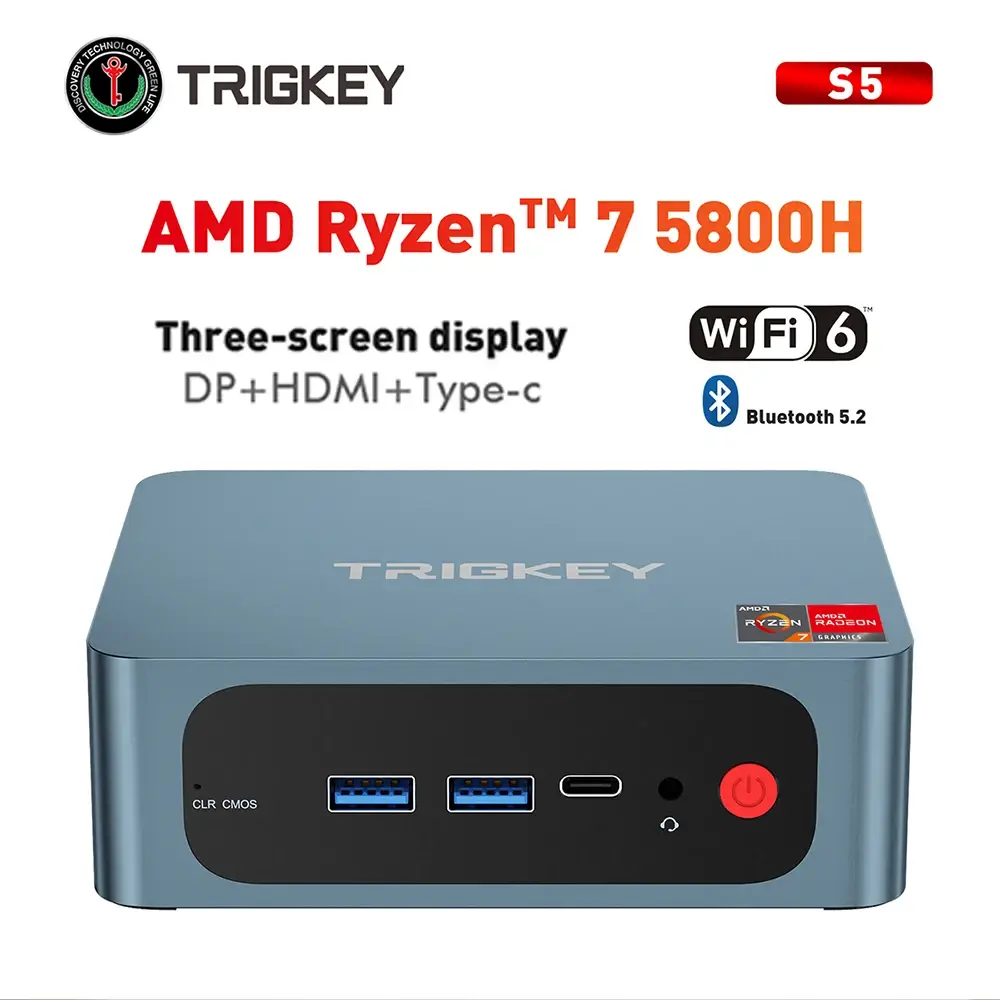 ミニPC TECHNOLOGY GREEN LIFE S5 AMD Ryzen 5800H TRIGKEY S5 AMD Ryzen7 5800H Mini PC 16GB NVME SSD 500GB
