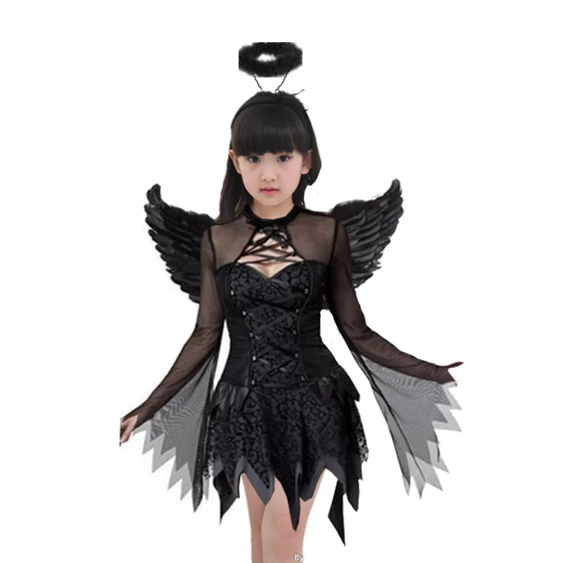 

International Children's Day Drama Ghost Angel Costume Performance Costume Girl's Halloween Winged Halo Princess Dress