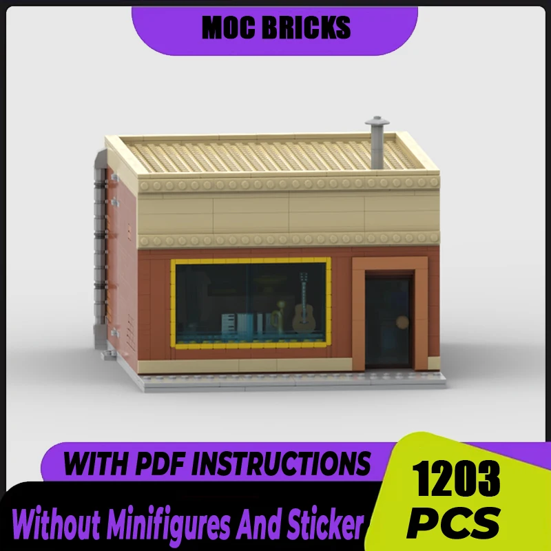 

City Street View Model Moc Building Bricks Music Store Architecture Technology Modular DIY Scene Block Gift Christmas Toys