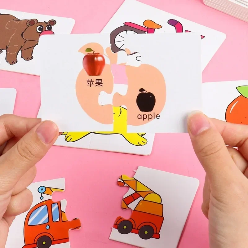 32Pcs Montessori Toddler Card Matching Game Early Education Puzzle Toys Cartoon Jigsaw Toys Color Shape Cognitive Training Gift jigsaw puzzles wooden jigsaw puzzles educational puzzles