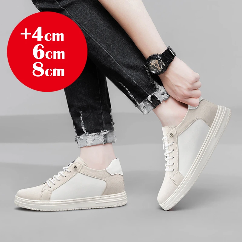 Men Casual Sneakers Elevator Shoes Hidden Heels Breathable Heightening Shoes For Man Increase Insole 8CM 6CM Optional Height