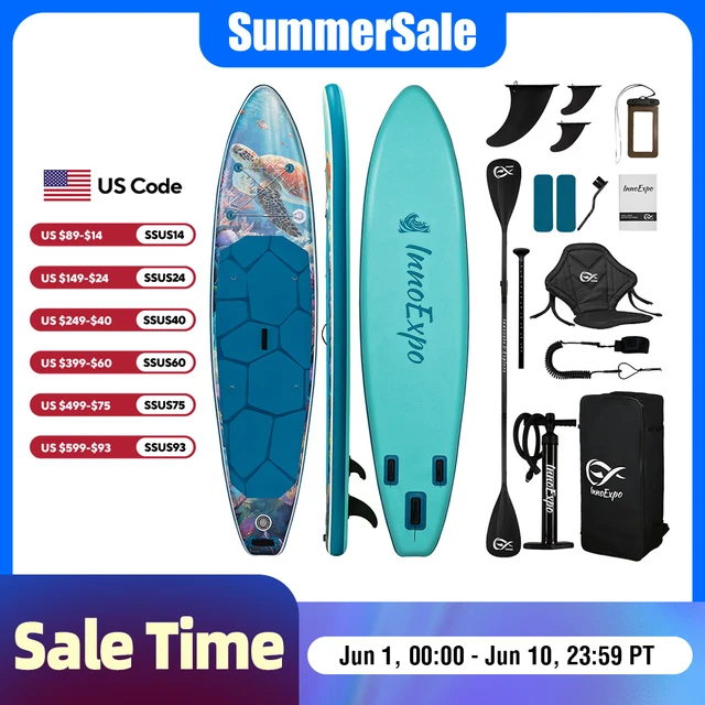 InnoExpo Stand Up Paddle Board Inflatable Surfboard Surf Sup Board Non-Slip Water Sport Paddleboard with Accessories