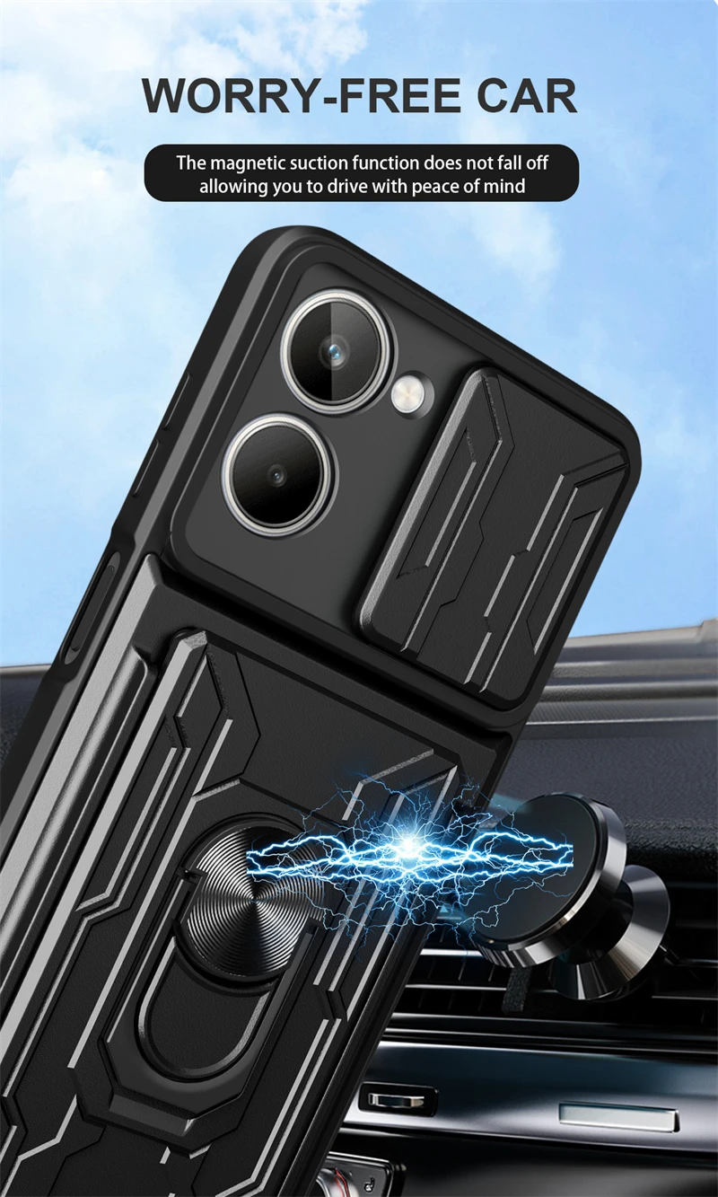 Case For Xiaomi Poco X6 X5 Pro 5G F3 F4 GT F5 5G M4 M5 M6 Pro X3 NFC X4 GT Grade Card Slot Cover Poco C40 Cover With Ring S7402fbc341c848ffb75e23a931a067466