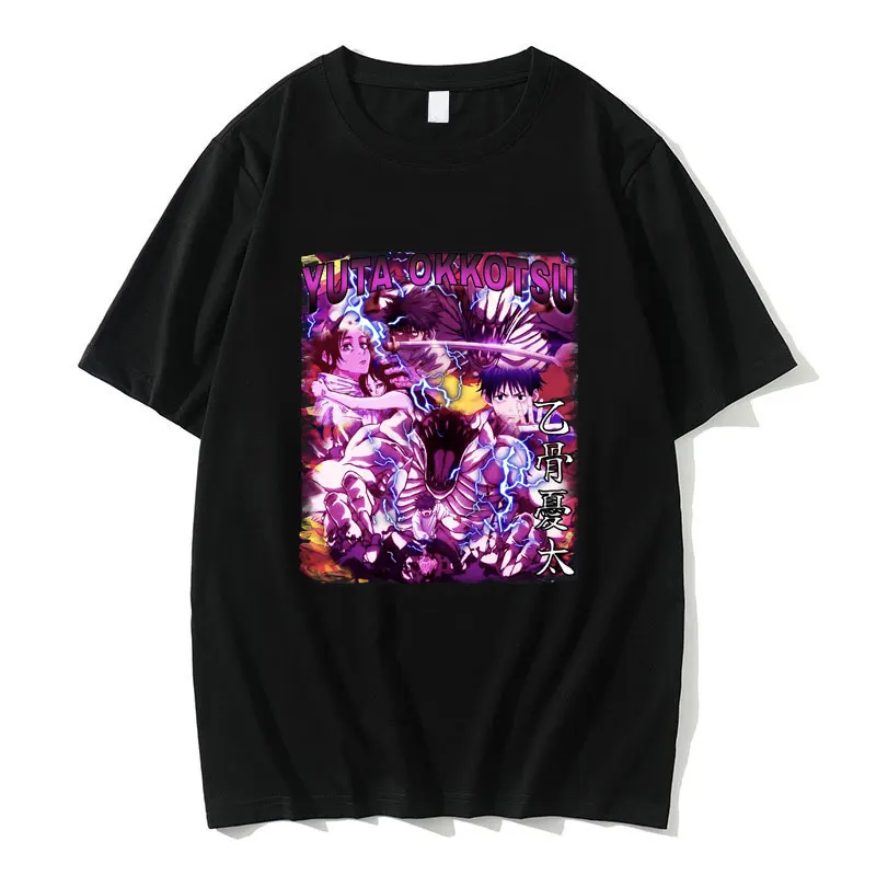 

Japanese Anime Jujutsu Kaisen Okkotsu Yuuta Print T-shirt Men Women Hip Hop Rock Style Tshirt Manga Oversized Pure Cotton Tees