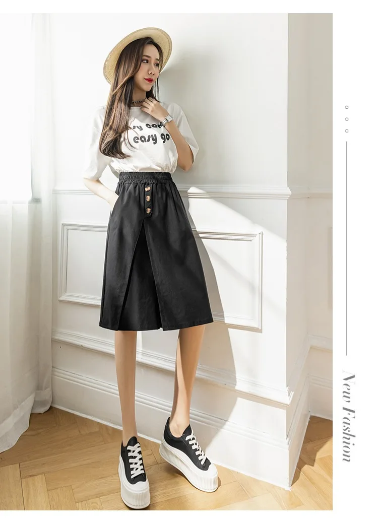 Wide-Legged Culottes Junior High School Students Summer Thin Loose Fashion Thin Casual Trousers Five-Point Shorts cute skirts