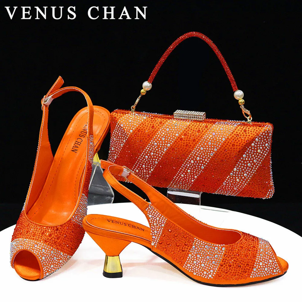 Venus Chan New Orange Arrive Italian Design Party Shoes With