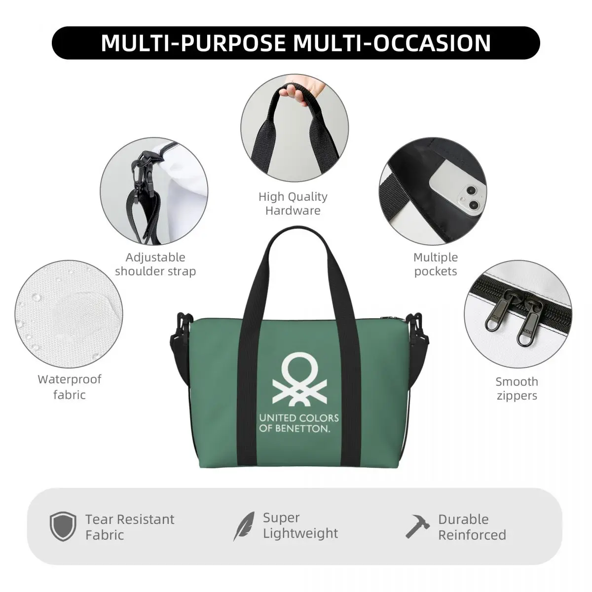 B-Benetton Portable Travel Bag, Sports Shoulder Bag, Waterproof Business Travel Fitness Crossbody Bag