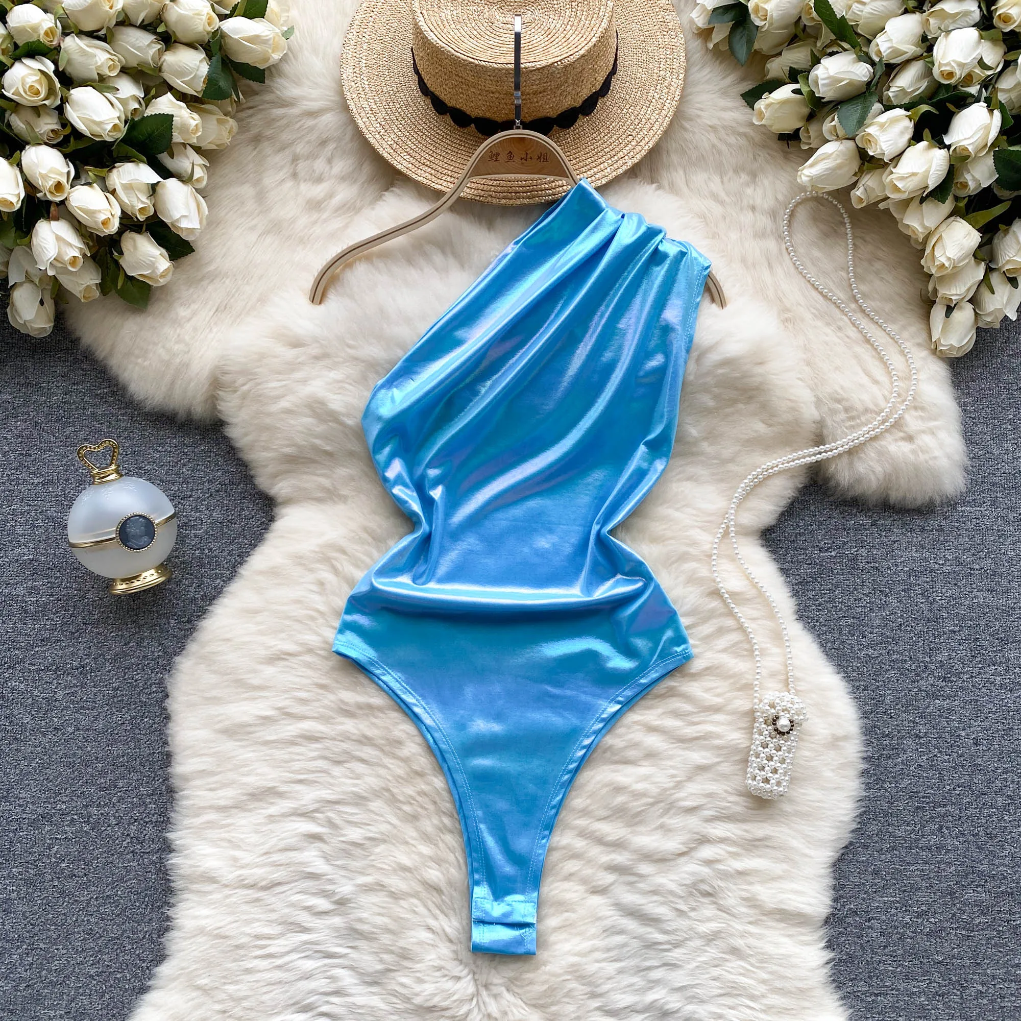 2024 nowe słodkie słodkie kokardka Bikini w kontrastowym kolorze kombinezon na ramionkach dwuczęściowy seksowny elegancki kostium plażowy w kropki spódnica trzy czwarte