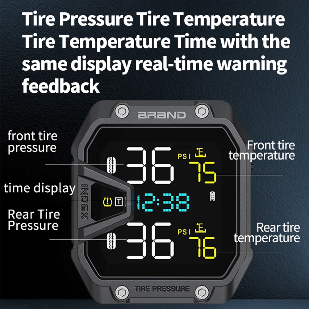 Motorcycle TPMS Tire Pressure Monitoring System LCD Display Wireless Tire Pressure Monitoring System for Two Wheeled Motorcycle
