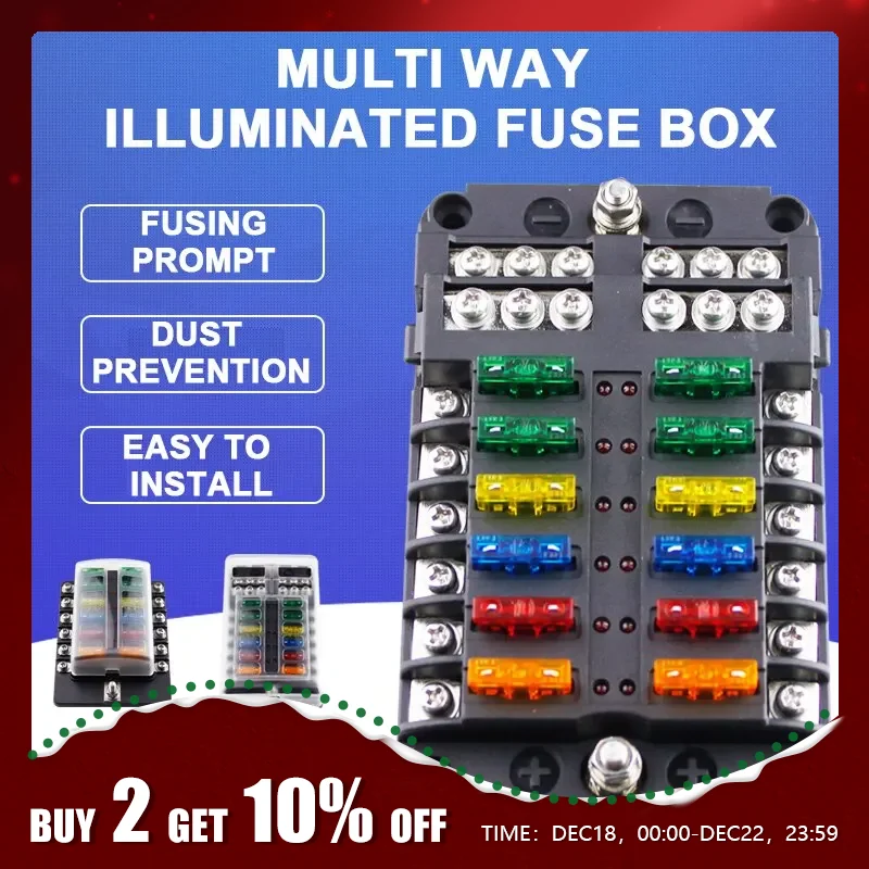 CarBoatFuseBoxHolderWith6Ways12WaysBladeFuseHolderBlock