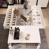 Display Cabinet Island with Glass Top and Front, Walk in Closet Organizer with 7 Drawers and 2-Tier Shelf, Shop Display Case 3