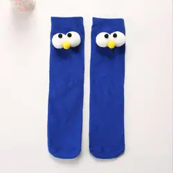 Cozy Cartoon Knee - High Cotton Socks for Kids - Fun Eye Design Christmas Gift (Blue Socks)