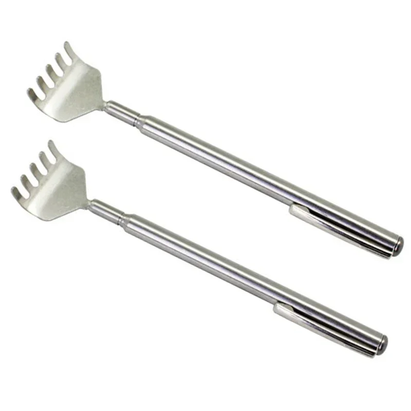 Stainless Steel Retractable Scratcher Portable Telescopic Back Scratcher Itch Massage Tool Adjustable Steel Size Pen-type Clip retractable back scratcher