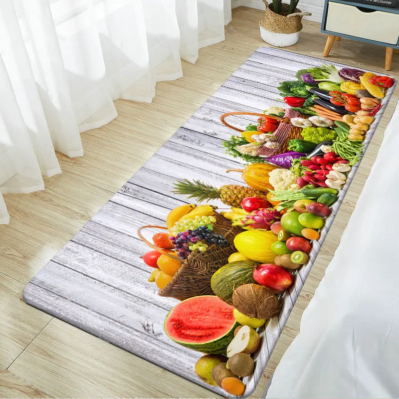 Tropical Fruit Non-slip Flannel Kitchen Floor Mats Carpet Bathroom Entrance Doormat Bedroom Living Room Bedside Area Rugs