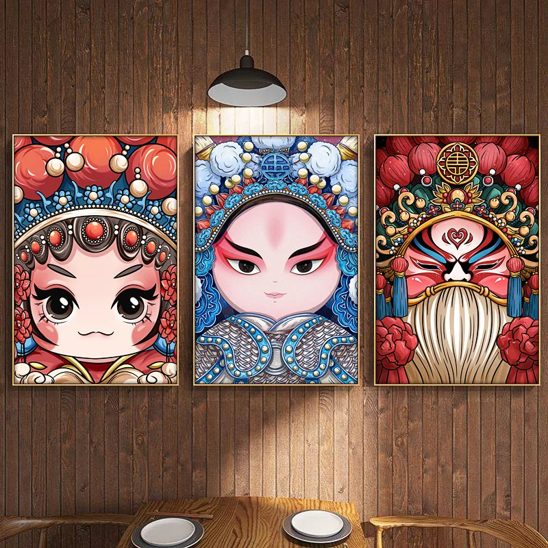 

Chinese style Peking Opera wall painting decorative painting figure mural family restaurant art wall decoration mural