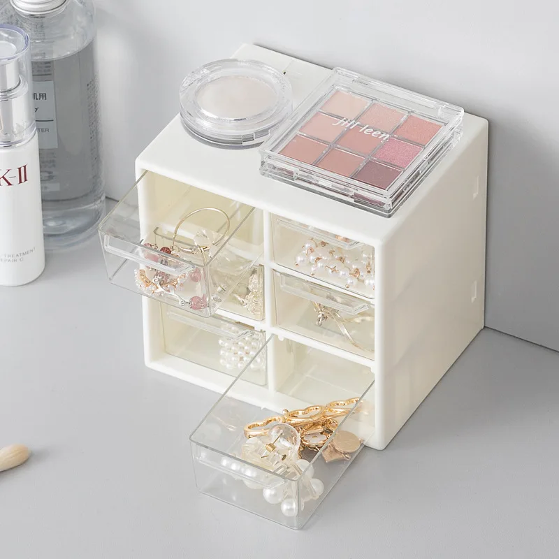 

6 Square Grid Transparent Drawer Storage Box Plastic Stationery Jewelry Dust Proof Desktop Organizer Cosmetic Storage for Home