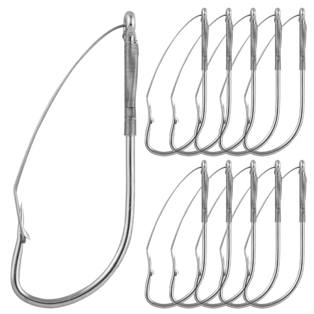 

10Pcs Weedless Fishing Hooks Wacky Worm Hooks Wide Rig Fishing Hooks For Soft Worm Baits Available In 1/0# 2/0# 3/0#