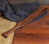 46.5CM Genuine Leather Horse Paddle Training Crop Equestrian Submissive Riding Beat Bat，Handmade Walnut wood Handle 3