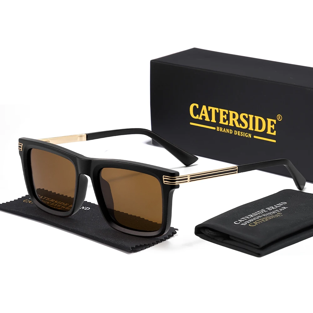 CATERSIDE Neue Männer Mode Sonnenbrillen Polarisierte Platz Einzigartige Tempel Design Sungeyewear Frauen Retro Outdoor Reise Gläser UV400 – Detail 15
