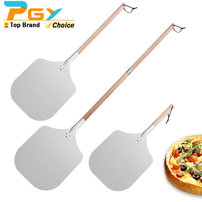 Aluminum Long Pizza Peel Paddle With Detachable Wooden Handle Nonstick Pizza Shovel Baking Turner Homemade Bread Tools pizza peel,pizza bakeware