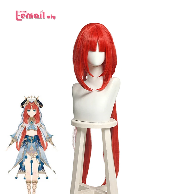 L-email Wig Synthetic Hair Genshin Impact Nilou Cosplay Wig 89cm Long Orange Anime Cosplay Red Wig Heat Resistant Wigs silent basketball lightweight toy silent ball indoor fun basketball impact resistant training ball gift for patios playrooms
