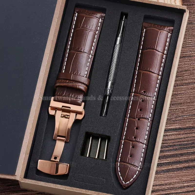 Premium Leather Watch Strap with Universal Butterfly Clasp (Multiple Sizes Available)