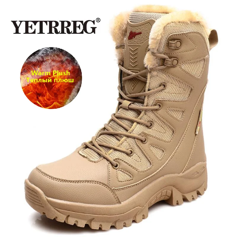 Asentar Jirafa Calendario Botas de nieve cálidas de felpa con cordones para hombre, botas altas  impermeables para exteriores, botas antideslizantes para el trabajo del  ejército, botas para el desierto, invierno, nuevo| | - AliExpress