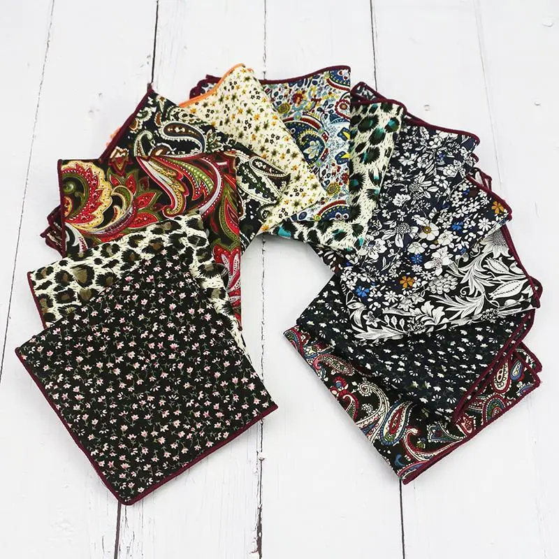 Pocket Square Cotton Cashew Leopard Print Handkerchief Scarf Suit Dress Chest Hanky Business Suit Accessories pocket square mini handkerchief