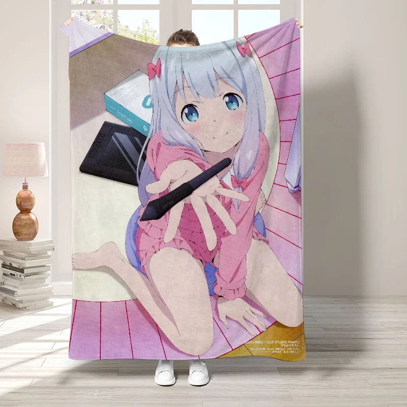 E-Eromanga Sensei 귀여운 담요, 소파 장 푹신하고 부드러운 담요, 침대 위 침대보, 보호 홈 데코, 양털 낮잠 던지기