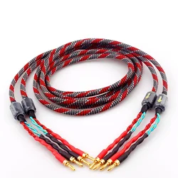 Pair OFC Copper HiFi Audio Speaker Cable 24k Gold Plated Banana Spade Plug High-end Amplifier CD Player Cord