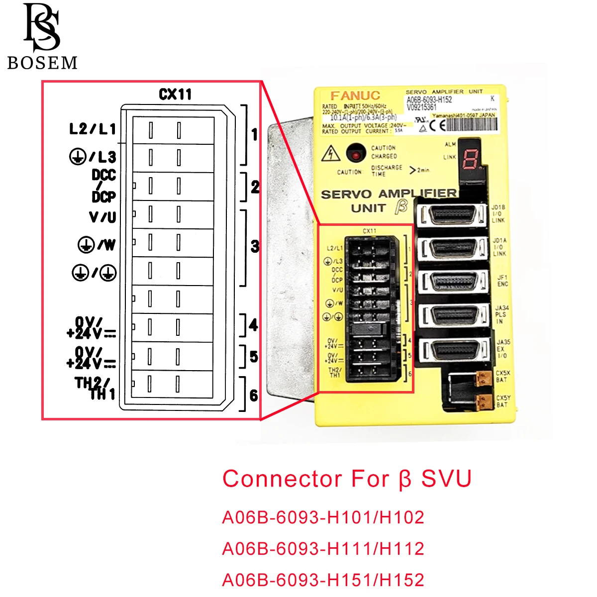 Connettore Cx11-1/2/3/4/5 Muslimu/V/W Dcc/Dcp 24V Th2/Th1 Per A06B-6093