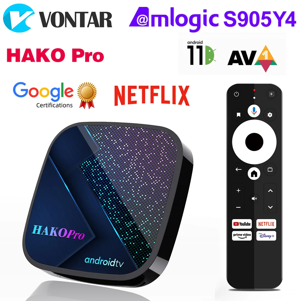 HAKO Pro Media Player Set Top Box, Netflix TV Box, Android 11, Amlogic