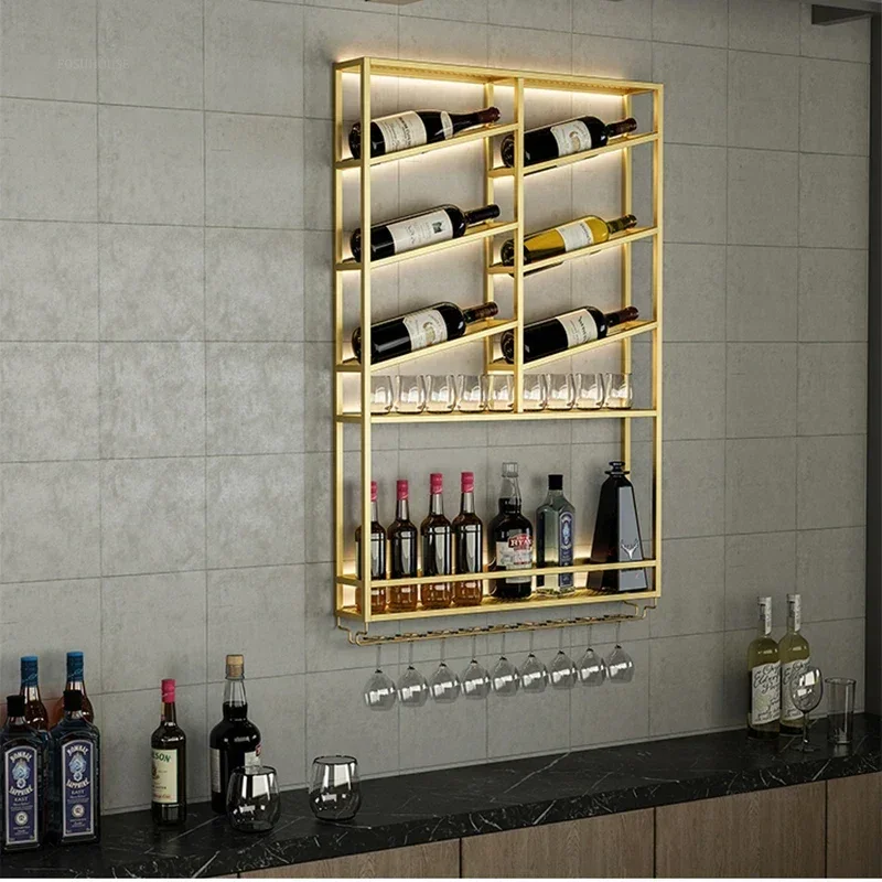 Wall-mounted Storage Showcase for Living Room Simple Metal Household Bar Cabinet for Hotel Nordic Independent Display Wine Rack