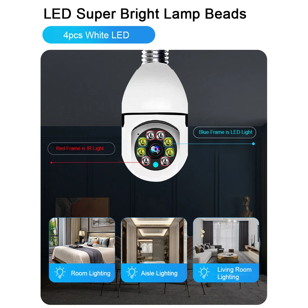Home Bulb Remote Viewing 1080P Camera Two Way Intercom Night View Wireless Adjustable Surveillance Camcorder E27 3mp latest e27 bulb ptz wifi camera outdoor in the street full hd colorful night vision support alexa ycc365plus remote view