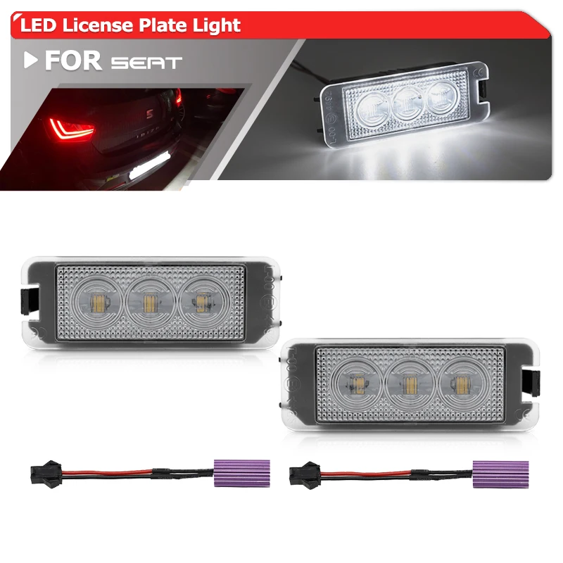 njssjd Lot de 2 feux de plaque d'immatriculation LED Canbus pour Seat Ibiza FR Cupra MK4 IV Altea XL 6000 K Xenon Blanc