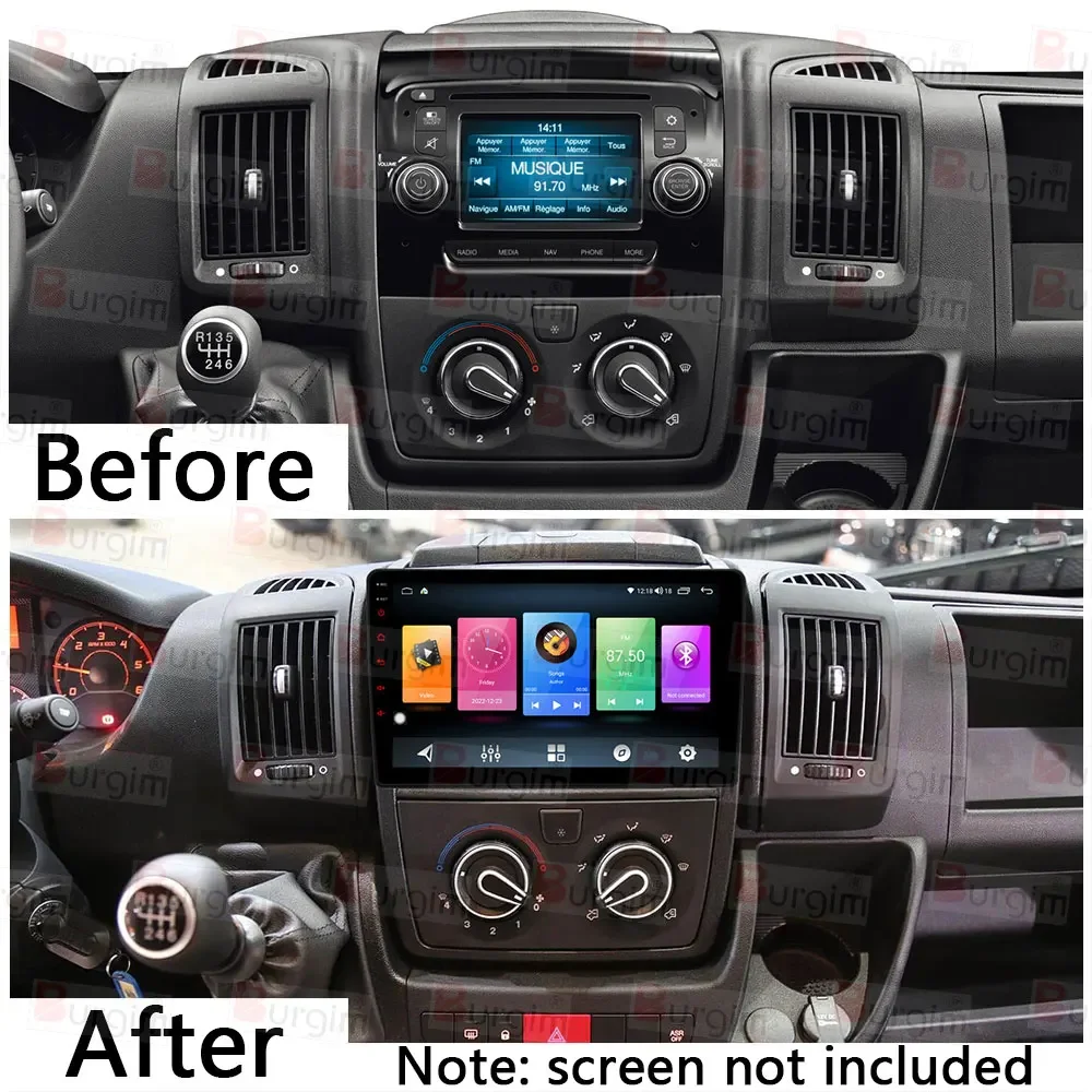 Android 12 Autoradio voor Fiat Ducato/Peugeot Boxer/Citroen Jumper 2006-2022 met CarPlay Android Auto, 9 Inch Autoradio GPS Navigatie Stuurwielbediening Mirror Link Bluetooth (8core 4GB 64GB