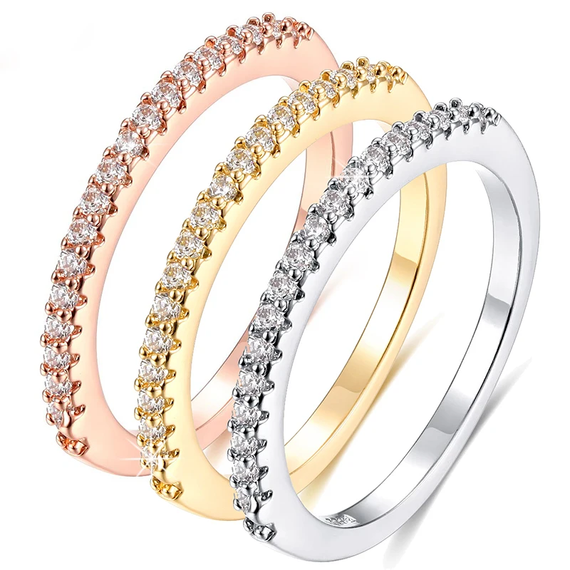 Colorful Simple Luxury Zirconia Engagement Ring Silver Color Crystal Wedding Rings Women Party Jewelry Anillos