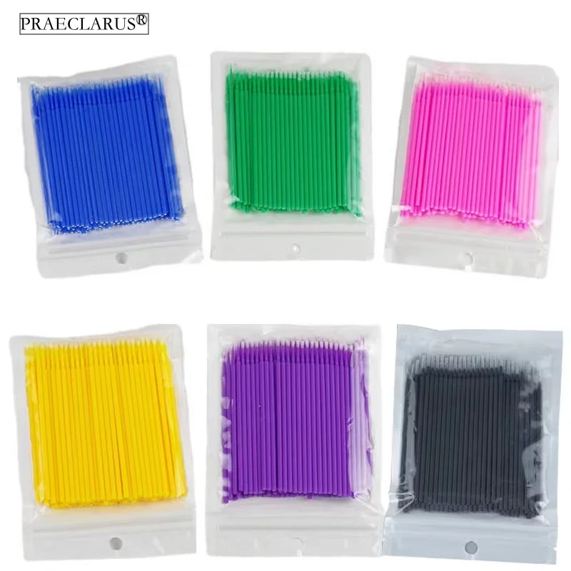 

[SHIP ON 24 HOURS]100pcs Polybag Packaging Disposable Micro Cotton Swabs Color Microfiber Brush Eyelash Extension Micro Brush