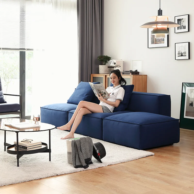 

Nordic Fabric Sofa Small Apartment Modern Minimalist Living Room Super Soft Down Square Block Technology Cloth Sofa Furniture