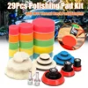 29Pcs Car Foam Drill Polishing Pad Kit 1.2/2/3 Inch Buffing Pads Sponge Set Kit M14 Drill Adapter Power Tool Car Polisher 1
