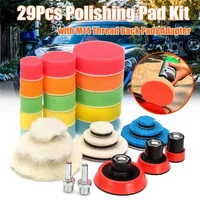 29Pcs Car Foam Drill Polishing Pad Kit 1.2/2/3 Inch Buffing Pads Sponge Set Kit M14 Drill Adapter Power Tool Car Polisher 1
