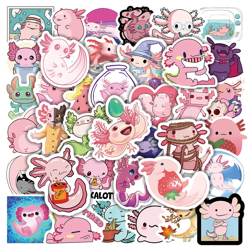 

10/30/50pcs Cute Axolotl Animal Cartoon Graffiti Stickers Creative Manga Kawaii Trolley Box Diy Laptop Animation Decal Stickers