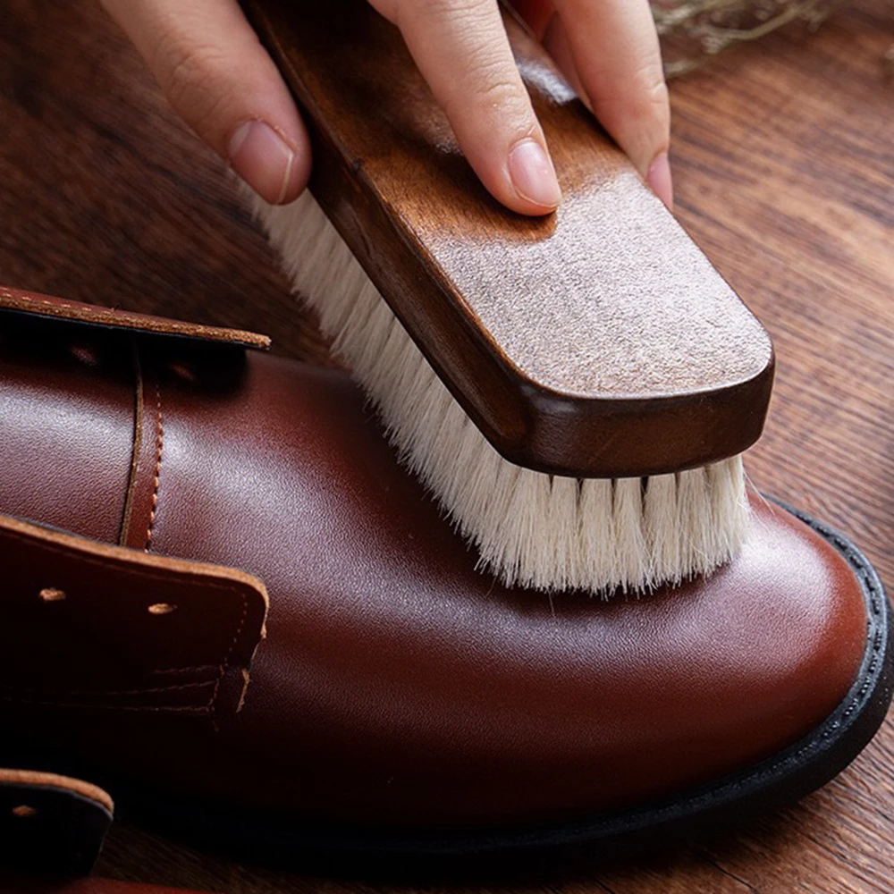 1 Piece Solid Wood Wool Shoe Brush, Polishing, Cleaning, Care Brush, Suitable For Leather Or Fabric Shoes, Cleaning Brush 2