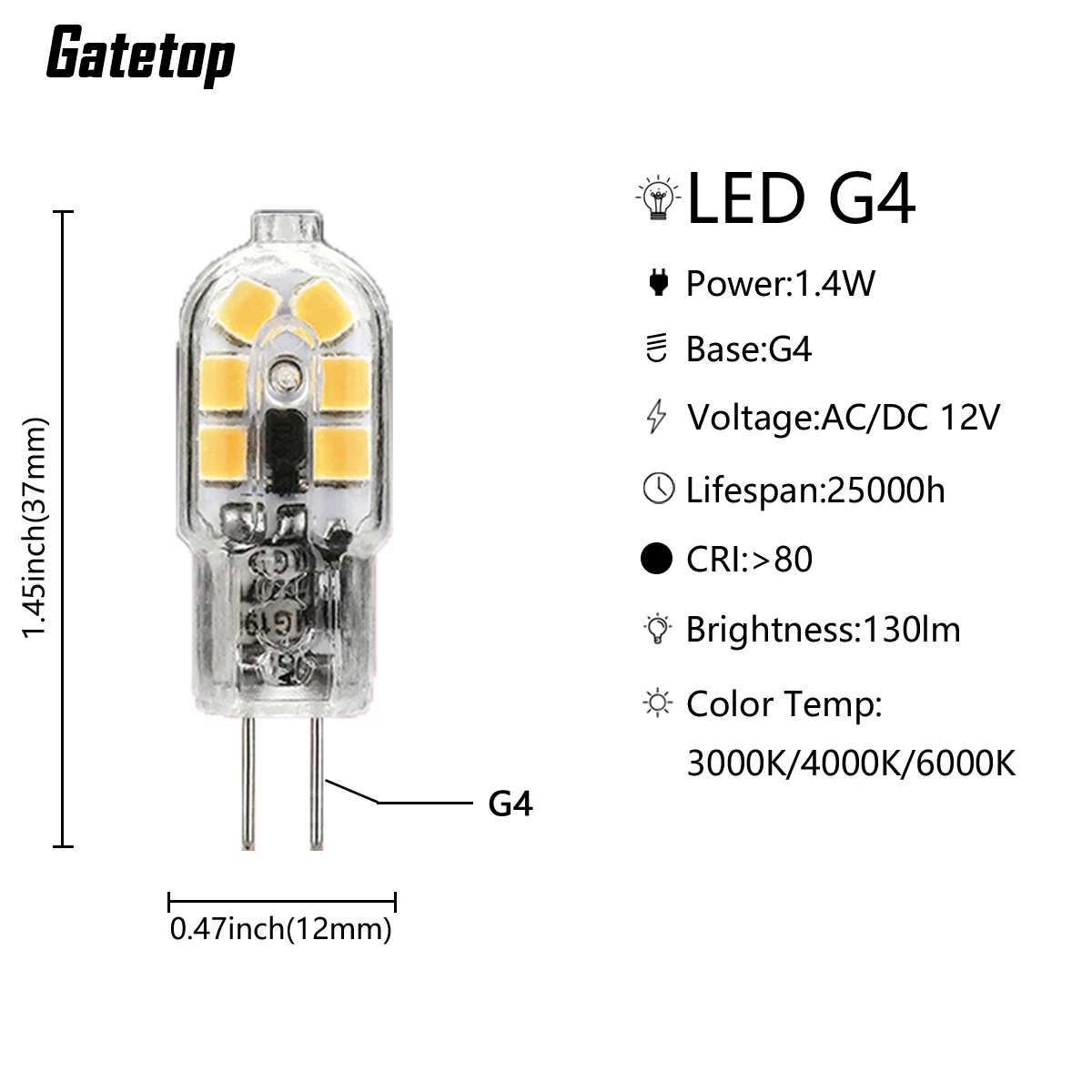 ตัวเลือกสินค้า หลอดไฟ LED ประหยัดพลังงาน ไม่มีแสงกระพริบ 12V