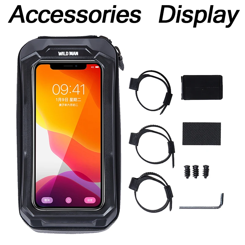 WILD MAN Bicycle Bag 5.5-6.6 Inch Phone Bag Waterproof Front Frame Bag Sensitive Touch Screen MTB Bag Road Bike Accessories